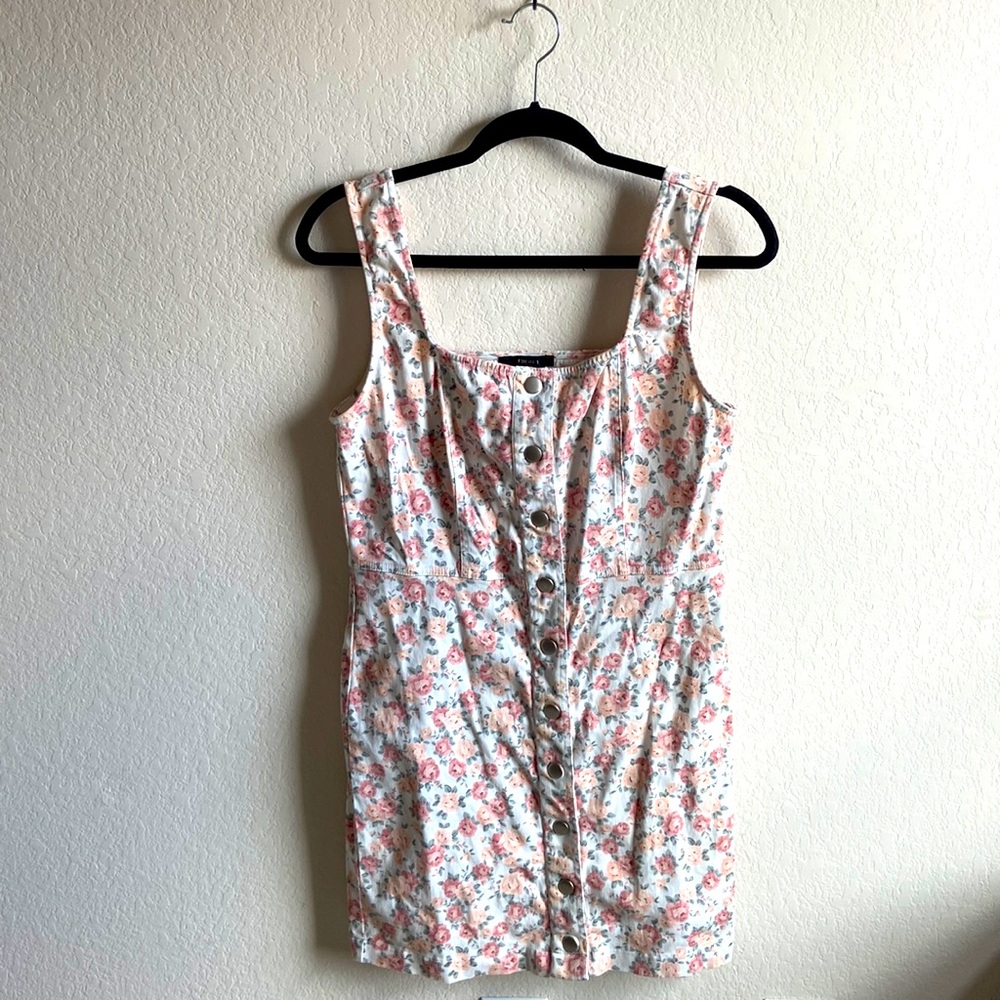 🌟Forever 21 floral white corduroy style jumper dress